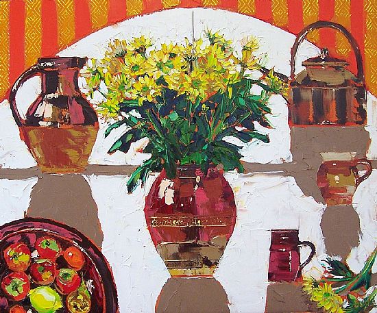Lucy Doyle - Still life with yellow chrysanthemums
